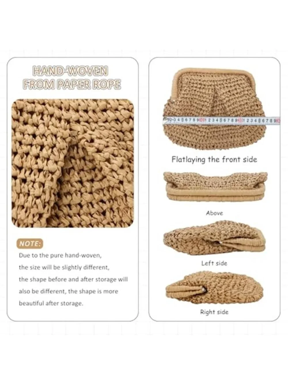 Straw Clutch Purses for Women Cloud Dumpling Pouch Straw Crossbody